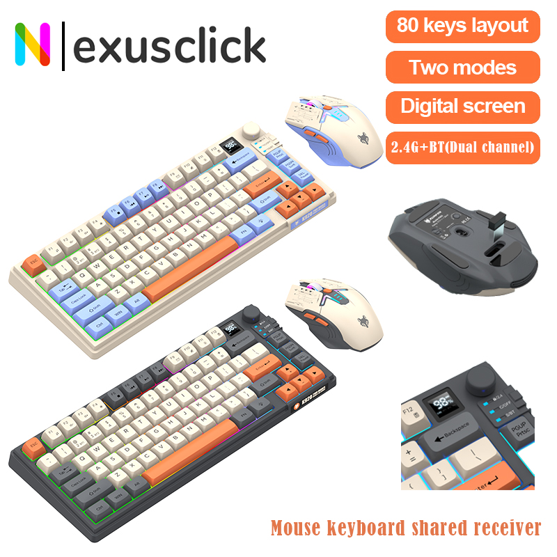 Gaming Keyboard Extension - Premium Dual-Mode 2.4G+Bluetooth Toetsenbord-Muis-Combo Oplaadbaar Toetsenbord