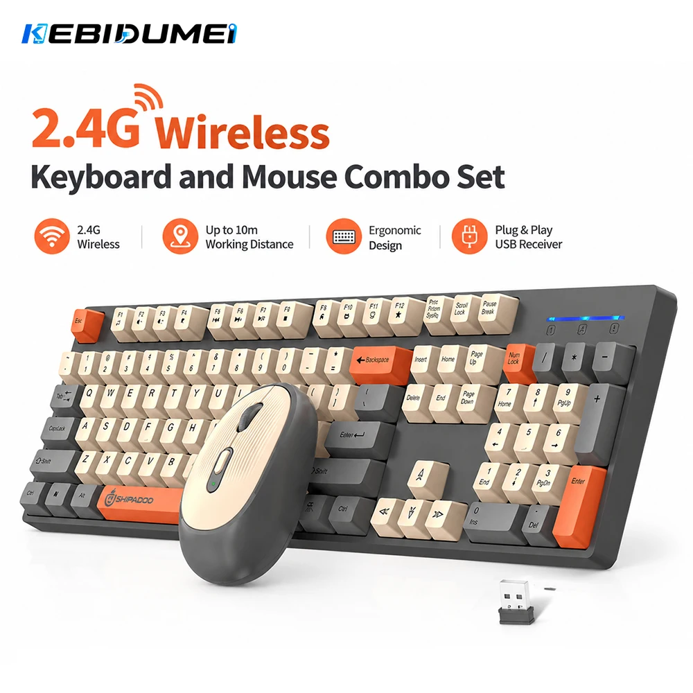 Gaming Keyboard Bundle - KEBIDUMEI 2.4G draadloos toetsenbord en muis