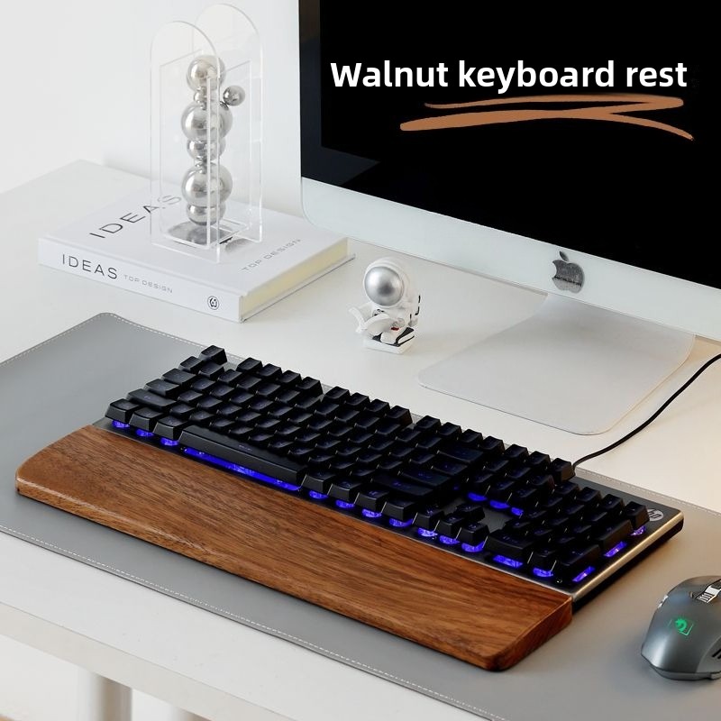 Gaming Keyboard And Mouse Combo - Massief houten toetsenbord Palmsteun Muismat Polssteun