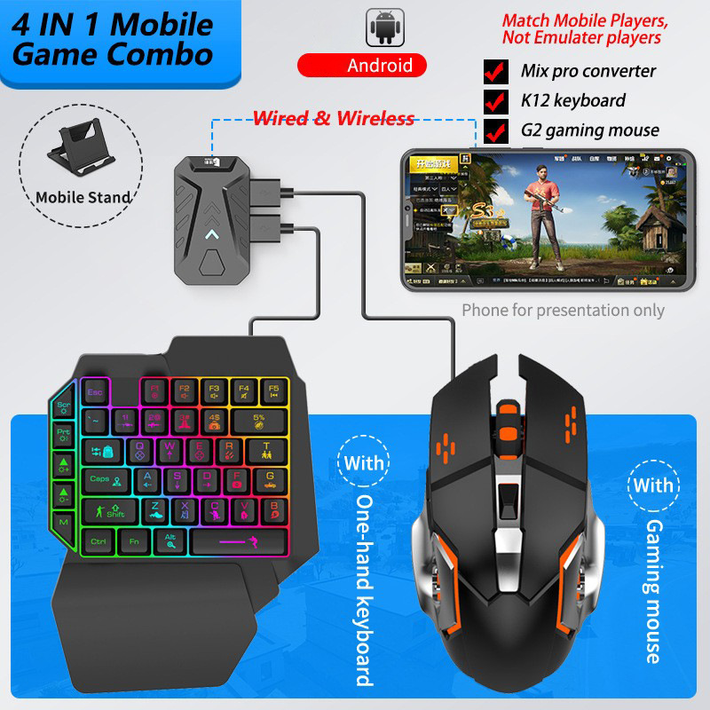 Gaming Keyboard And Mouse Mobile - Mobiele games Converter Gamingtoetsenbord en muiskit