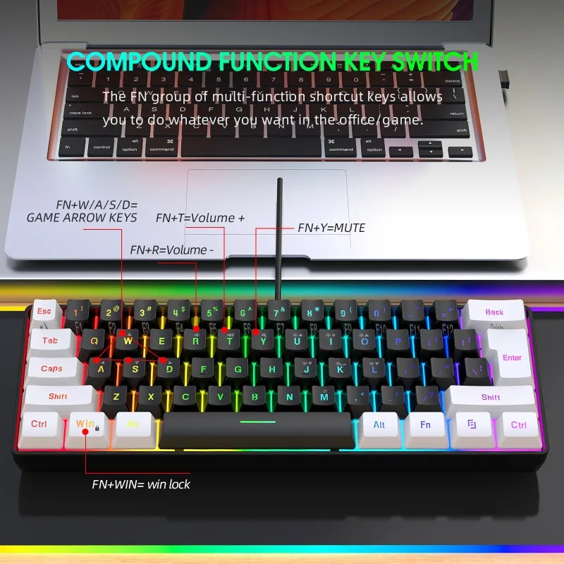 Toetsenbord en muis 60% comput - Gaming Keyboard Ergonomic recensie en prijs