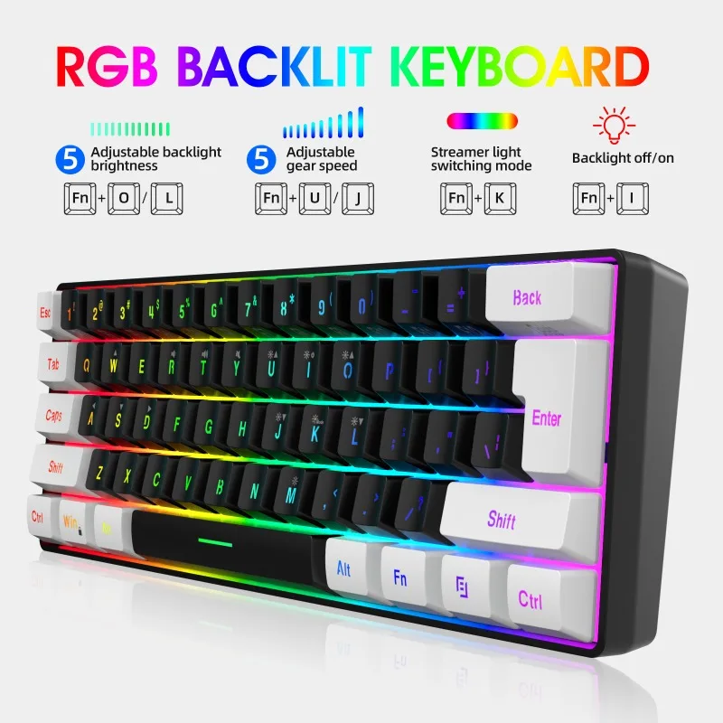 Toetsenbord en muis 60% comput - Gaming Keyboard Ergonomic recensie en prijs