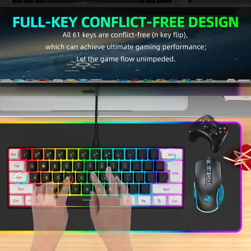 Toetsenbord en muis 60% comput - Gaming Keyboard Ergonomic recensie en prijs