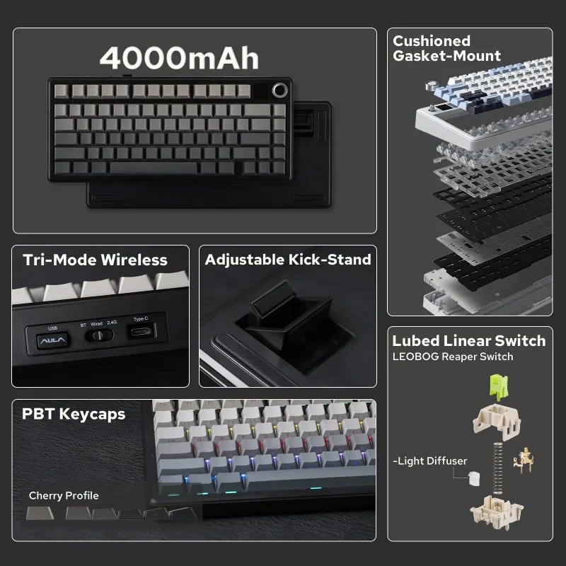 AULA F75 Max Mechanisch Toetse - Gaming Keyboard Mechanical Wireless recensie en prijs