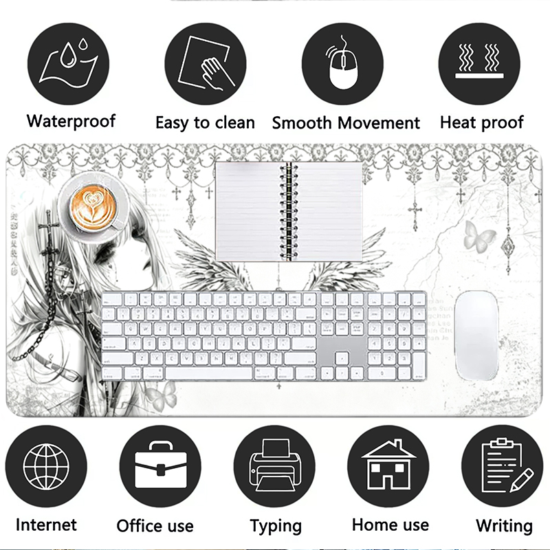 Leren muismat Zwart Wit Anime  - Gaming Keyboard Mouse recensie en prijs